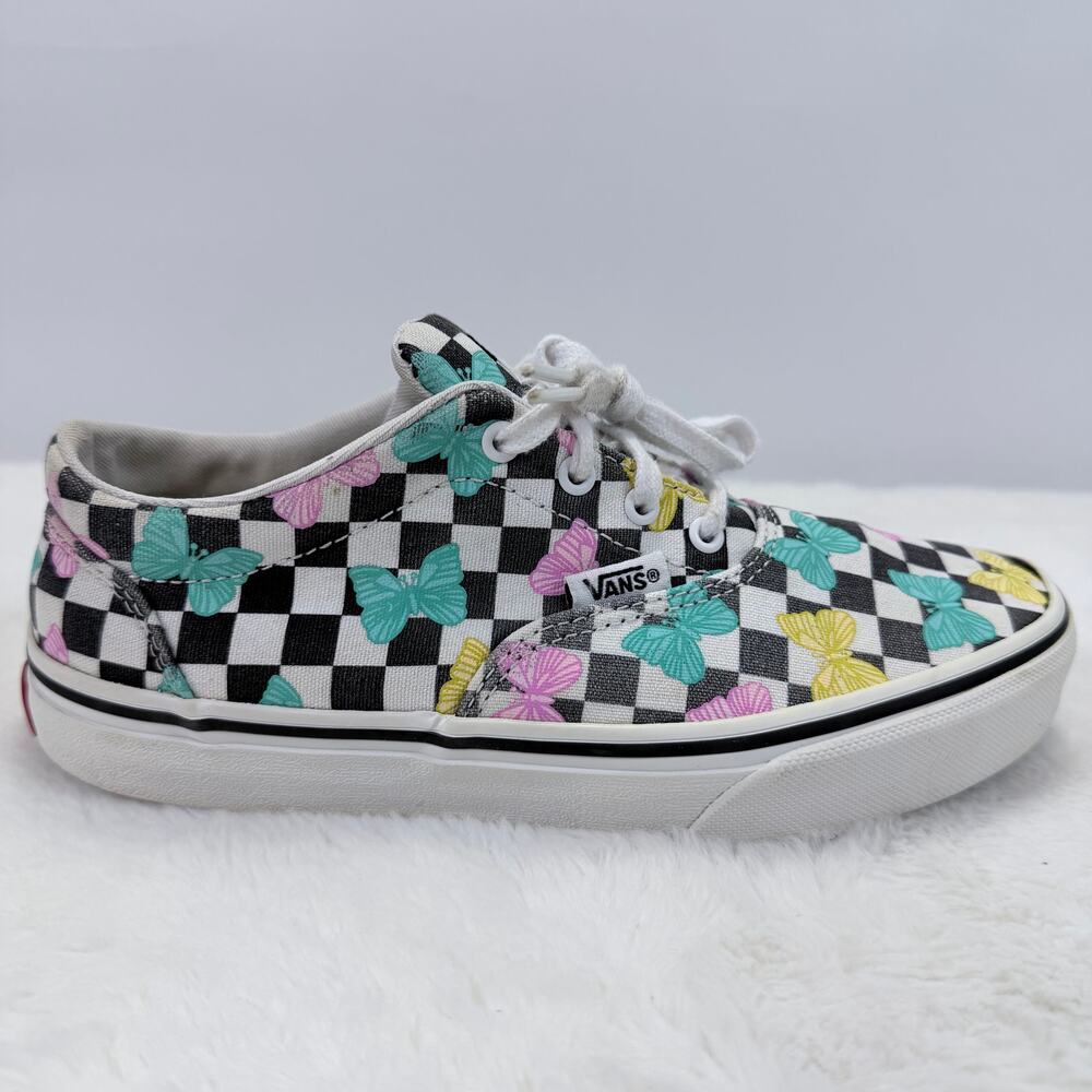 Vans Women's Doheny Butterfly Checkerboard Multicolor Skate Shoes Missy Size 3